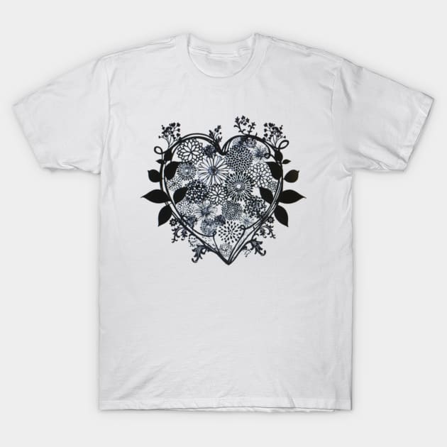 flower heart T-Shirt by josielyn00